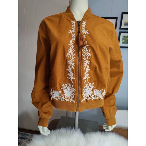 Knox Rose Jackets & Blazers - Knox Rose Embroidered Bomber Jacket with Tassel